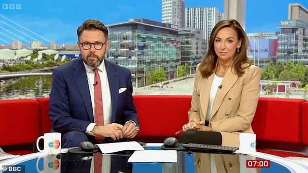 Monday to Wednesday's instalments of the programme is usually presented by Jon Kay, 55, and Sally Nugent, 53, (pictured above), followed by Naga Munchetty, 50, and Charlie Stayt, 62, Thursday to Saturday