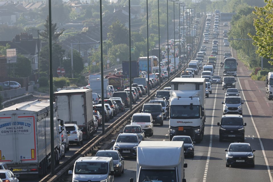 Traffic jam on a highway.