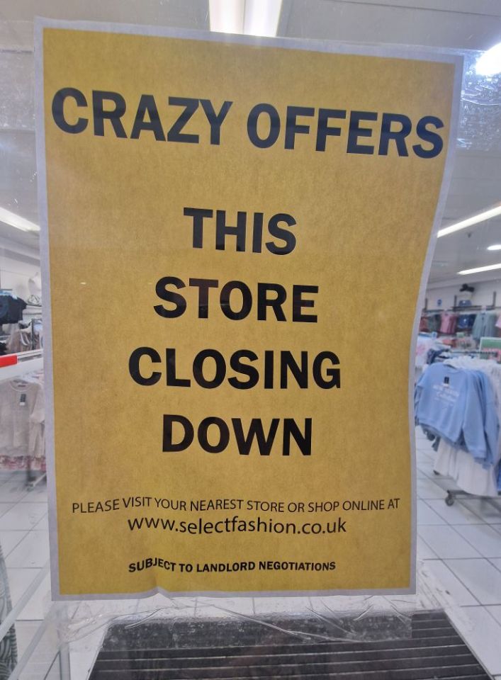 Store closing down sale.