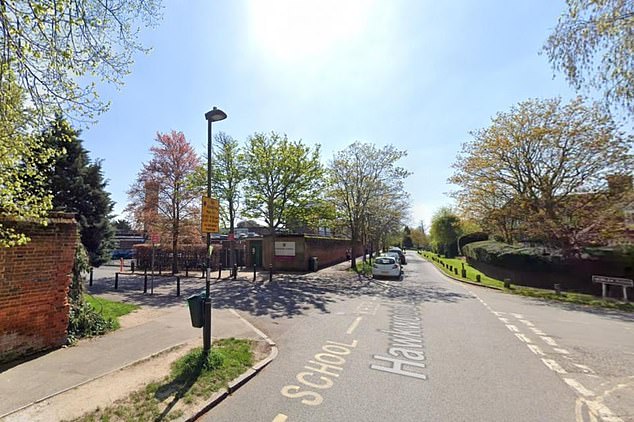 Police and two ambulance crews, along with a paramedic, an incident response officer and the air ambulance rushed to the scene. Pictured: Coopers secondary school, Hawkwood Lane, Chislehurst