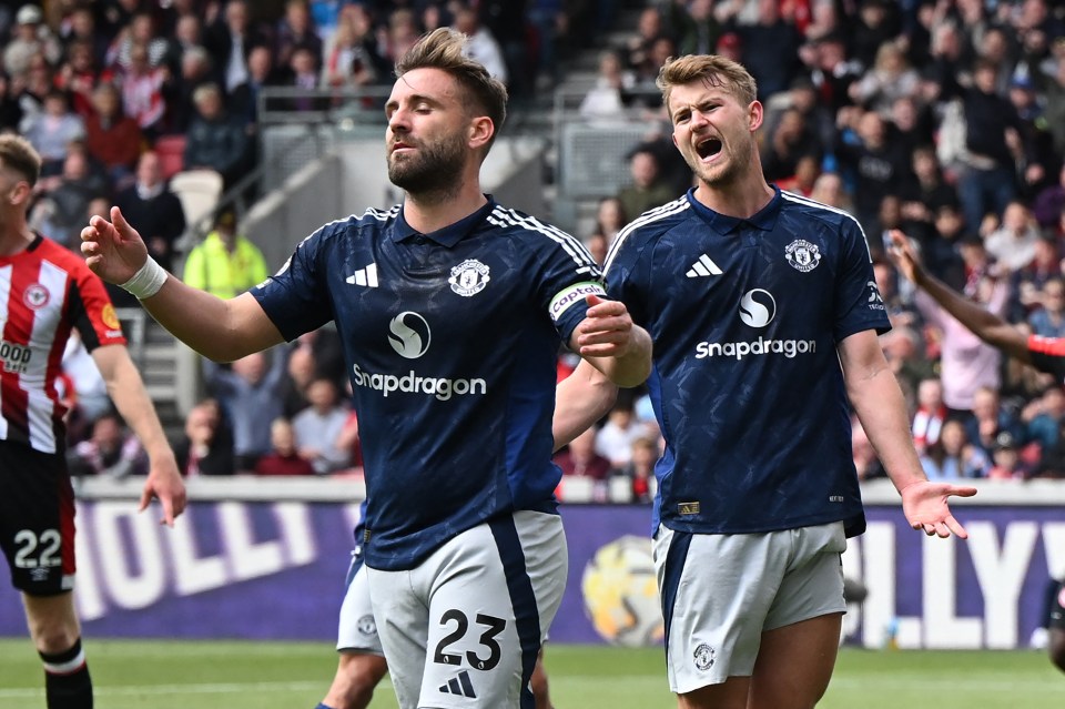 Luke Shaw reacting after scoring an own goal.