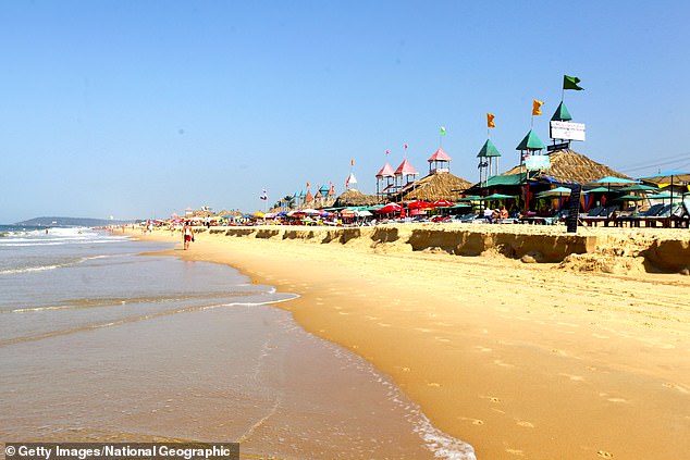Candolim Beach in Goa, India. The small town is a popular tourist destination