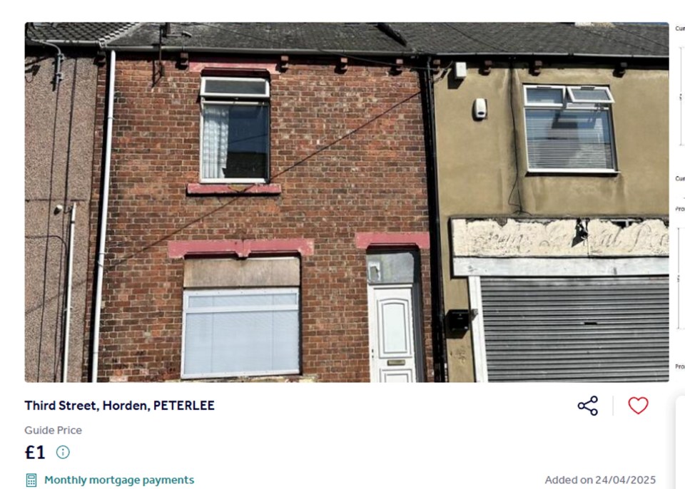 Three-bed house for sale in Horden, needing refurbishment.