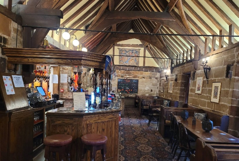 Interior view of the Abbey Pub in Darley Abbey.