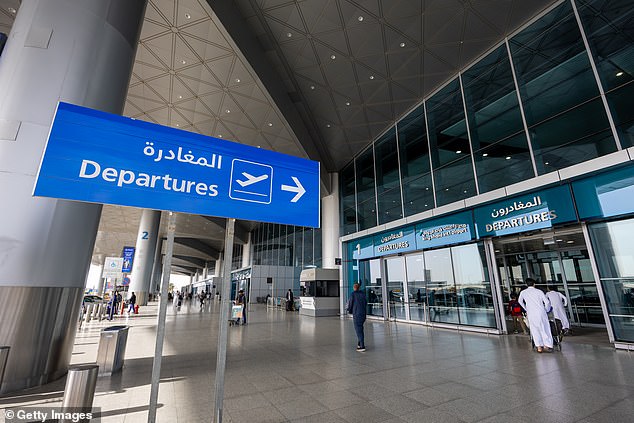 Ahmed was arrested while preparing to fly home to the UK from King Khalid International Airport in Riyadh (pictured) on 31 August last year with his family