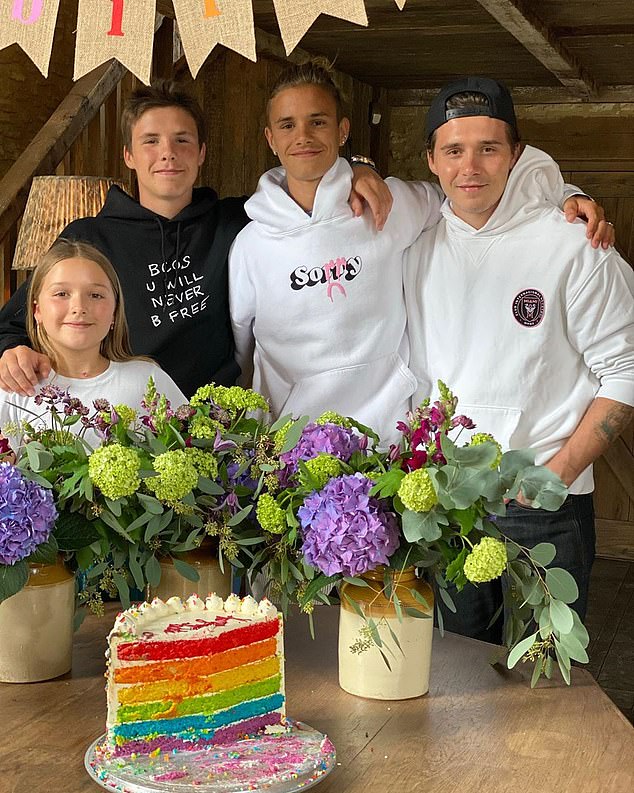 Brooklyn joins his siblings to celebrate his brother Romeo, second right, turning 18 in 2020