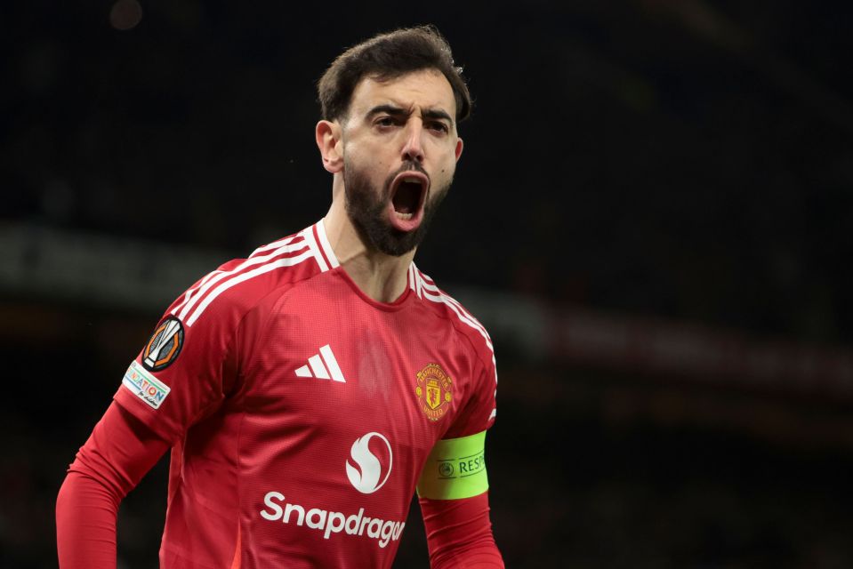 Bruno Fernandes of Manchester United celebrating a goal.