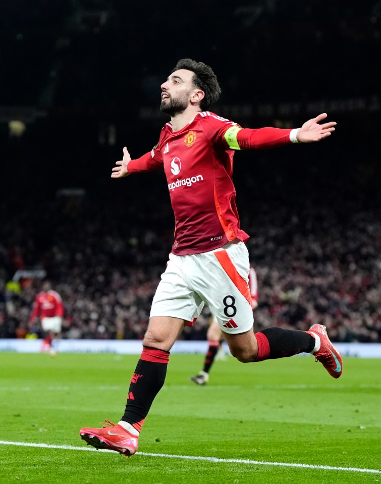 Bruno Fernandes celebrating a goal.