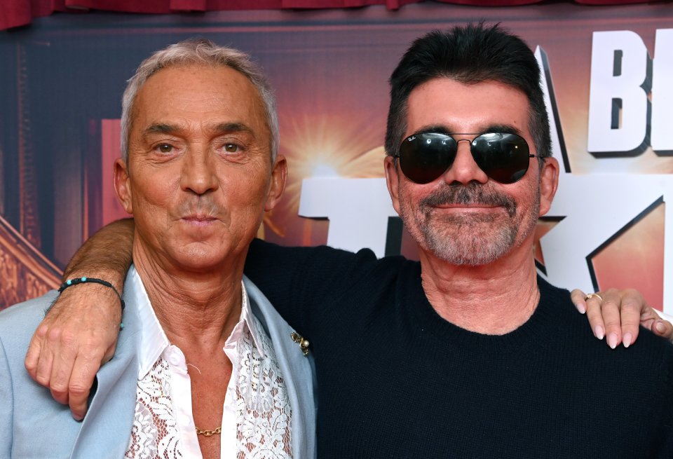 Bruno Tonioli and Simon Cowell at a photocall.