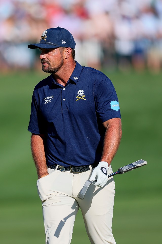 Bryson DeChambeau on a golf course.