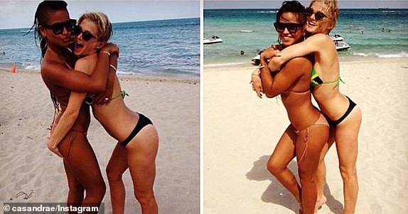 Cassie Ventura and Kerry Morgan - seen here: https://www.dailymail.co.uk/tvshowbiz/article-2379612/Diddys-girlfriend-Cassie-makes-splash-teeny-weeny-bikini-frolics-beach.html