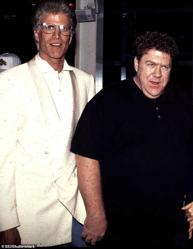 Cheers icon George Wendt is being mourned by his heartbroken co-stars after it emerged that he has died at the age of 76; pictured with Ted Dansen (left) at a reunion in 1993