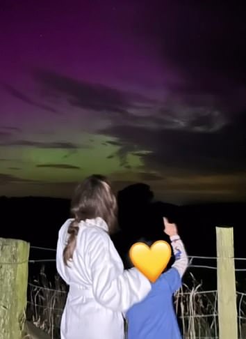 Another adorable pic shared by Cheryl showed her and Bear watching the night sky