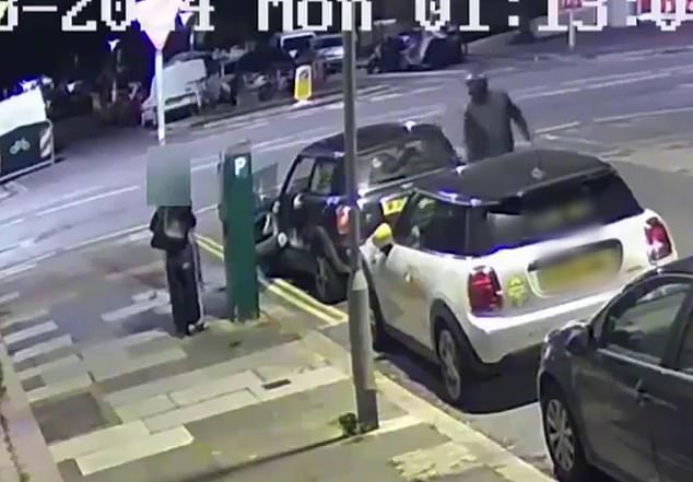 Harrowing video evidence played in court showed Cameron Boxall, 22, as he tried to drag the young woman (left) into a stolen Mini Cooper before driving off