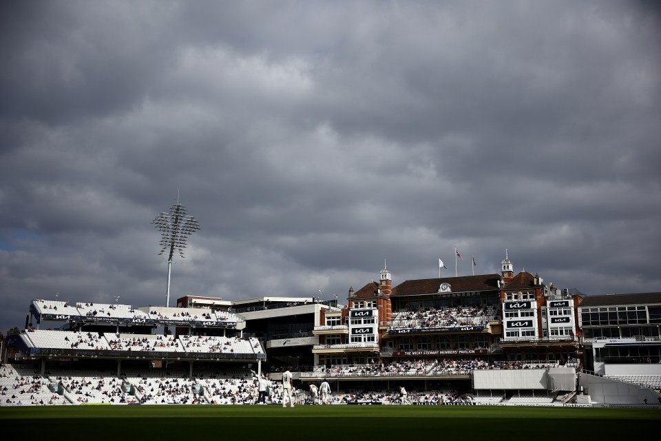 General view of a cricket match at The Kia Oval.