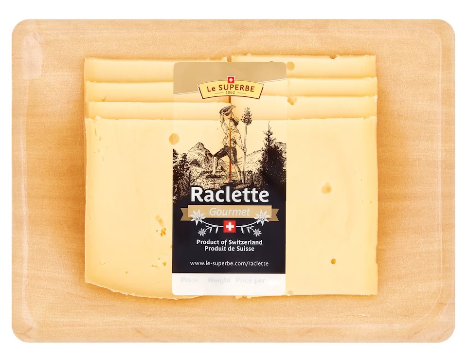 Package of Le Superbe Raclette cheese.