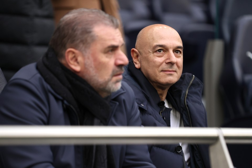 Daniel Levy and Ange Postecoglou at a Tottenham Hotspur Women's Super League match.