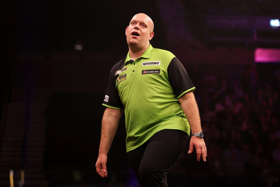 Michael van Gerwen at a darts match.