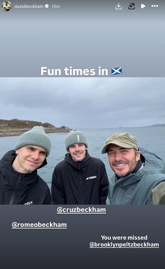 David Beckham has sent his son Brooklyn an olive branch after he missed all of his 50th birthday celebrations over the past week and beyond