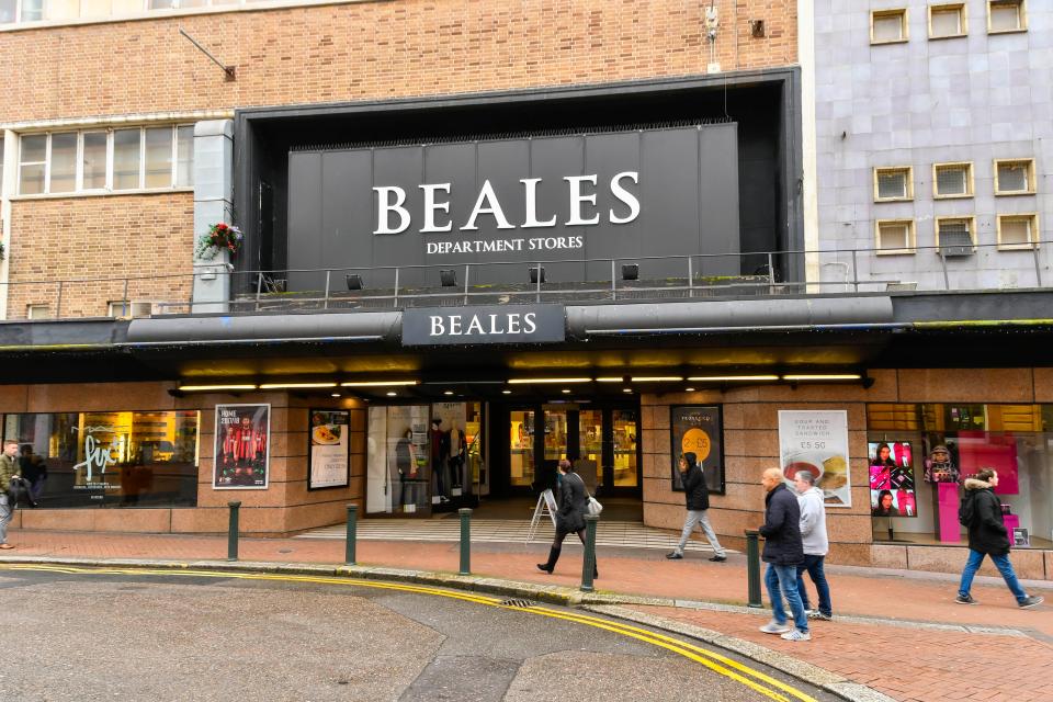 Beales Department Store entrance in Bournemouth.