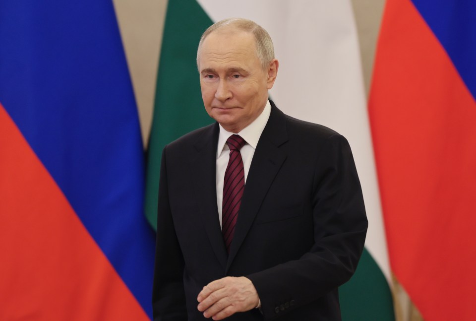 Vladimir Putin at a meeting in the Kremlin.
