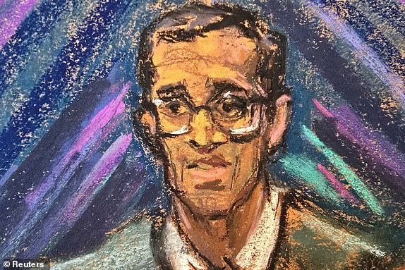 U.S. District Judge Arun Subramanian presides at the sex trafficking trial of Sean "Diddy" Combs as jury selection continues in New York City, New York, U.S., May 7, 2025 in this courtroom sketch. REUTERS/Jane Rosenberg