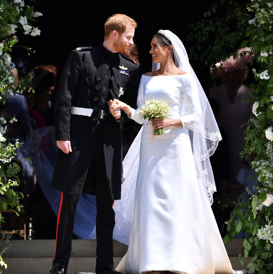 Prince Harry and Meghan Markle leaving their wedding at Windsor Castle.