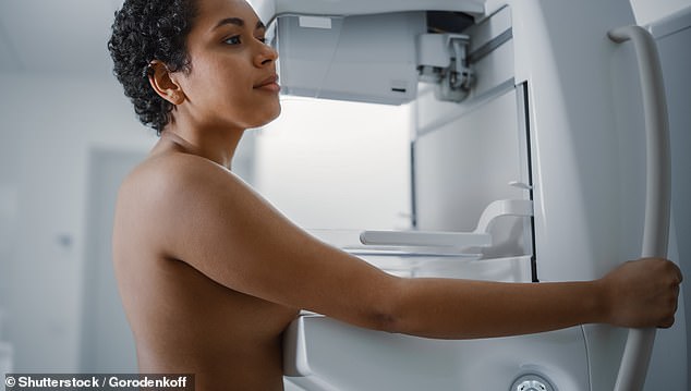 A new study in Frontiers in Public Health found rates of four common women's cancers, including breast cancer, have increased as temperatures have gone up. Pictured above is a stock image of a woman getting a mammogram to test for breast cancer