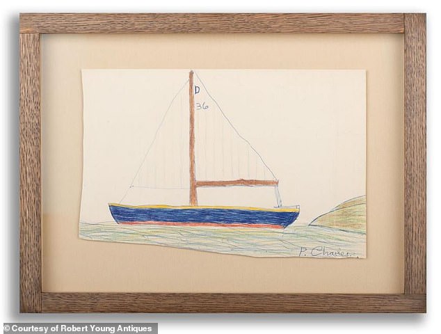 The picture, drawn by the young Prince of Wales when he was a pupil at Cheam school, was given by him as a gift to his matron Stella Jack in 1957