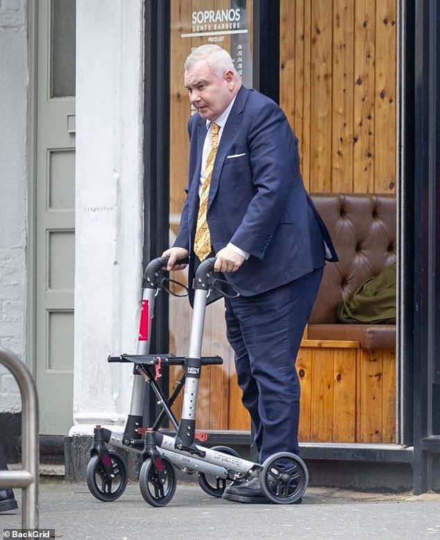 After surgery on his back for a slipped disc in 2022, the TV star has not been able to walk unaided and often relies on a walking frame (pictured in January)