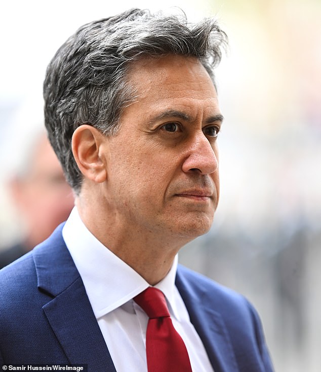 Ed Miliband, pictured in May, has branded Tony Blair 'incredibly defeatist' over his warning that Labour's controversial Net Zero drive is 'doomed to fail'
