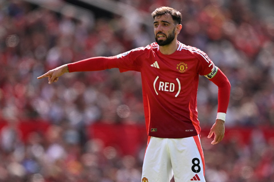 Bruno Fernandes of Manchester United gesturing during a match.
