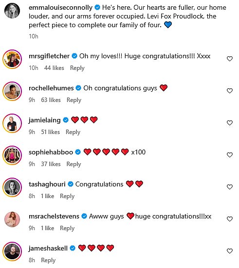 They were flooded with congratulatory messages from their famous friends and fans in the comments section