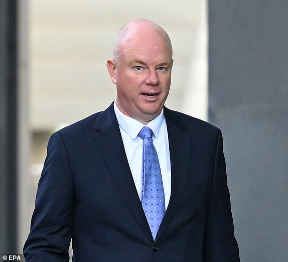 epa12066595 Simon Patterson, Erin Patterson's estranged husband, departs from the Latrobe Valley Magistrates Court in Morwell, Victoria, Australia, 01 May 2025. Australian woman Erin Patterson has been charged with the murder of three relatives and the attempted murder of another after hosting a July 2023 lunch that police allege was laced with poisonous mushrooms. Her parents-in-law, Don and Gail Patterson, and Heather Wilkinson, the wife of a local pastor, died in the days following the meal. The local pastor, Ian Wilkinson, survived after weeks of hospital treatment.  EPA/JAMES ROSS  AUSTRALIA AND NEW ZEALAND OUT
