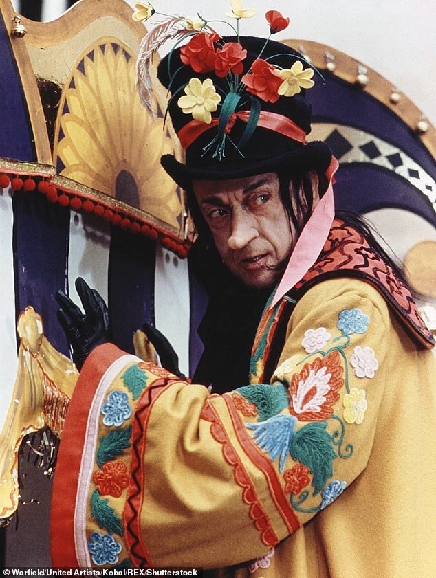 Italy's Eurovision contestant has been mocked online for dressing like the child catcher from Chitty Chitty Bang Bang (pictured)