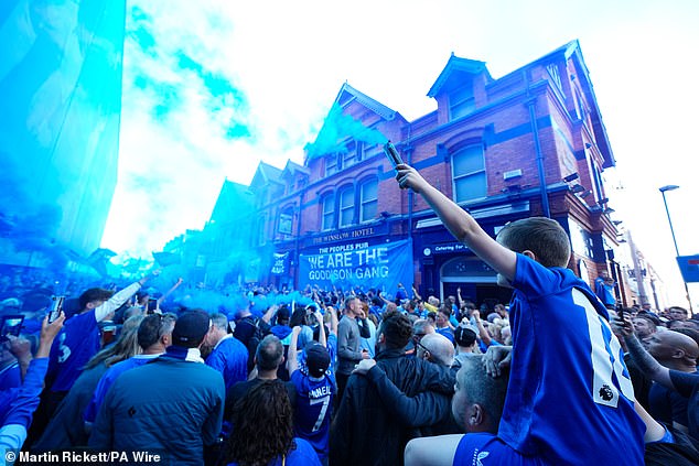 Everton fans flooded the streets ahead of the club's final match at Goodison Park on Sunday