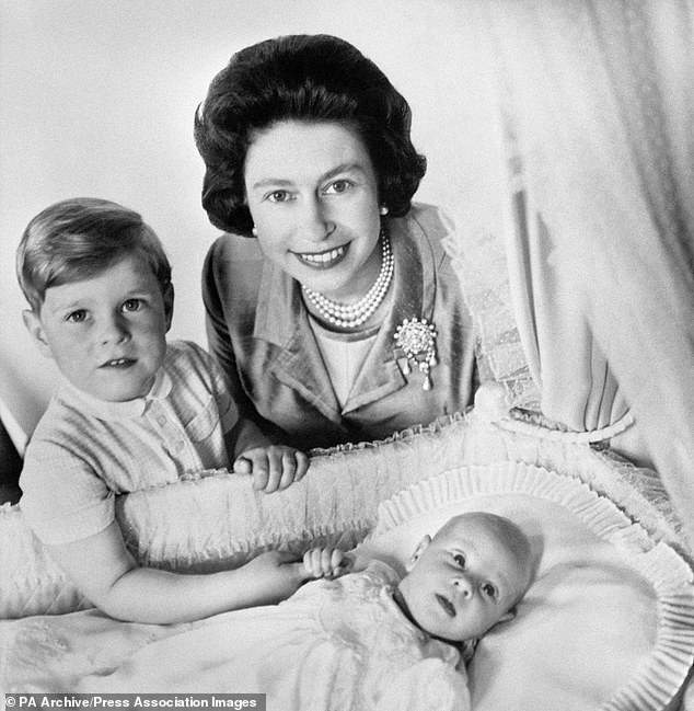 Queen Elizabeth II gave birth to Prince Andrew (left) and Prince Edward (bottom) after taking to the throne