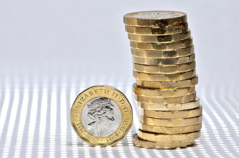 British one-pound coins.