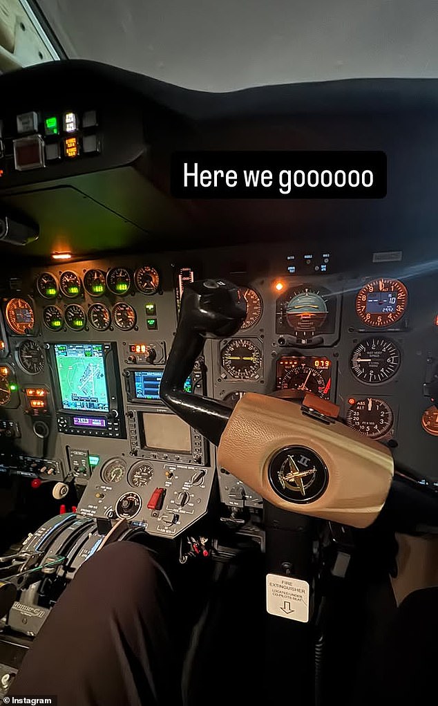 This picture appears to have been taken before the jet departed from Teterboro Airport in New Jersey on Wednesday at 11.15pm. It is unclear if Williams got off the plane in Wichita or continued onwards to San Diego