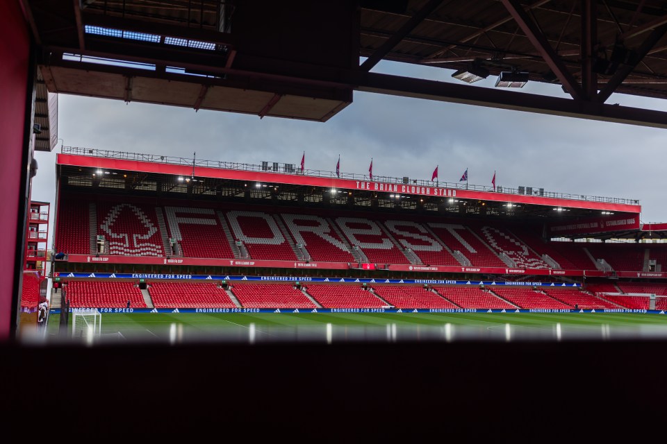 View of The City Ground stadium in Nottingham.