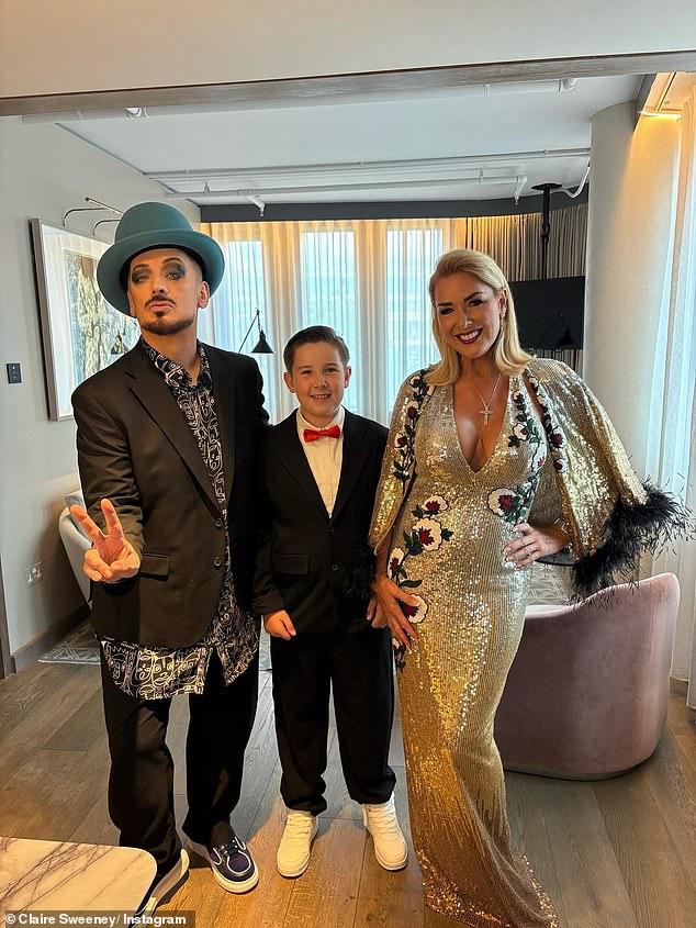 Earlier in the day, Boy George got ready in the hotel with Claire Sweeney and her son Jaxon, 13, who she shares with her ex Daniel Reilly