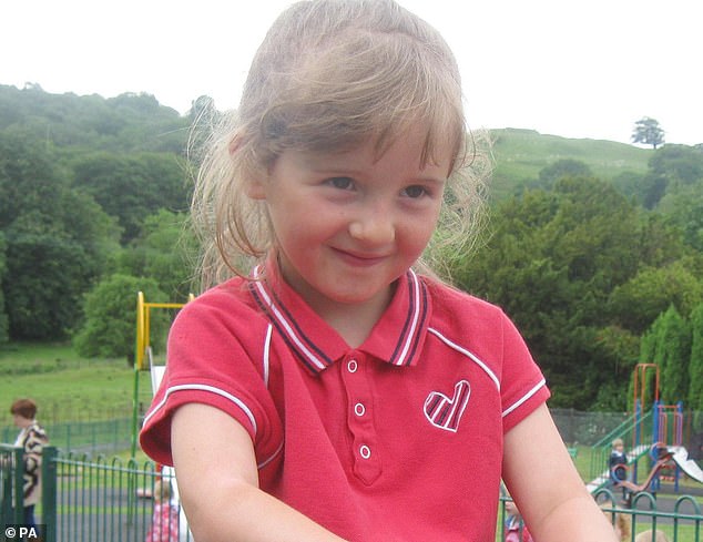 April Jones, five, was killed by Mark Bridger in October 2012 after he abducted her in his car in Machynlleth, Powys, Wales (pictured: April)