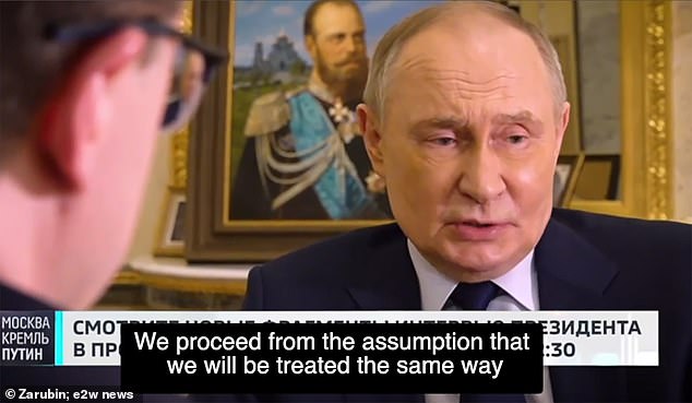 Russian state TV aired a video of Vladimir Putin warning Donald Trump to stop trying to dictate the terms of a ceasefire with Ukraine