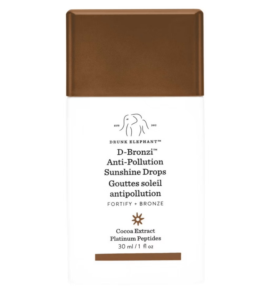 Drunk Elephant D-Bronzi Anti-Pollution Sunshine Drops bottle.
