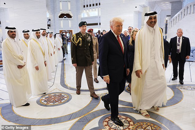 President Donald Trump marveled at the marble in the Amiri Diwan, the official workplace of Qatar's Emir Sheikh Tamim bin Hamad al-Thani