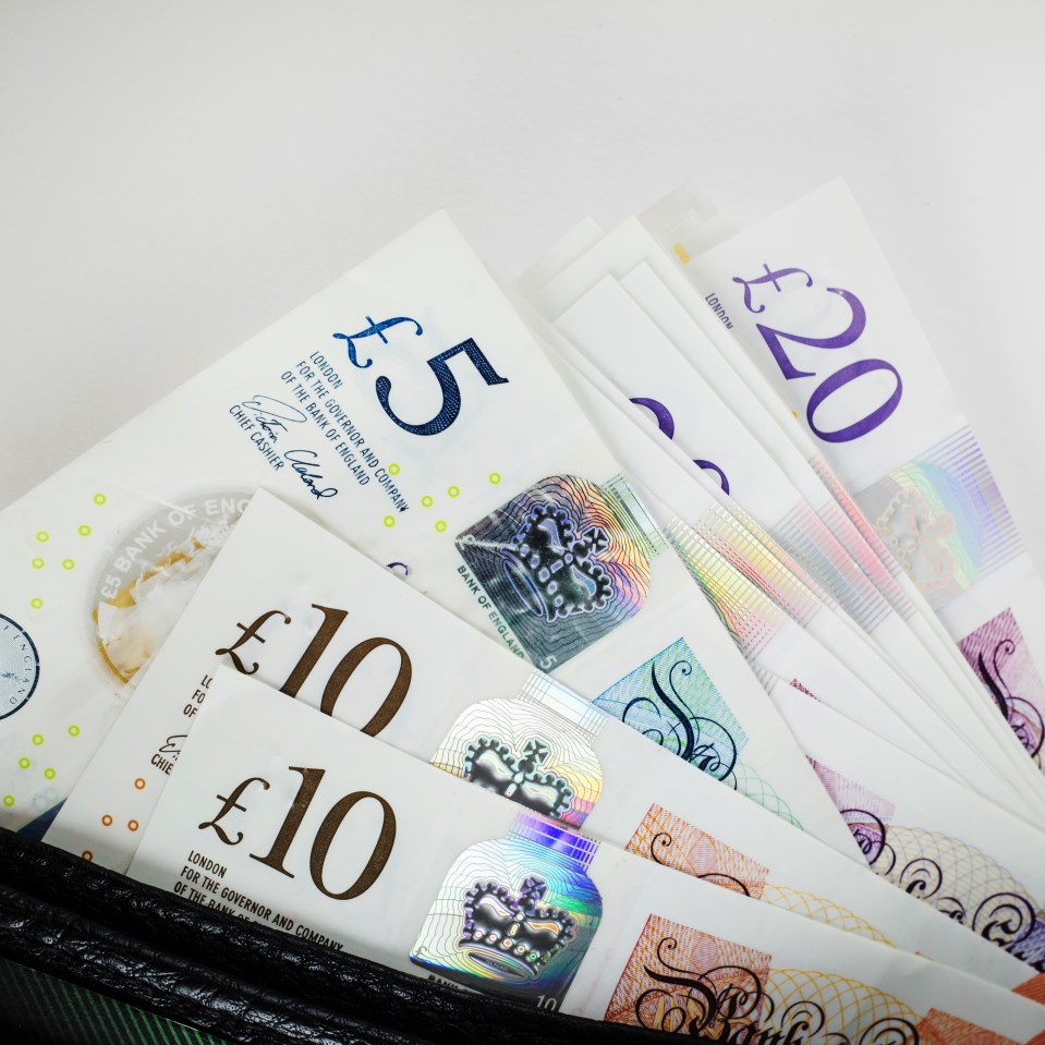 English banknotes in a wallet.