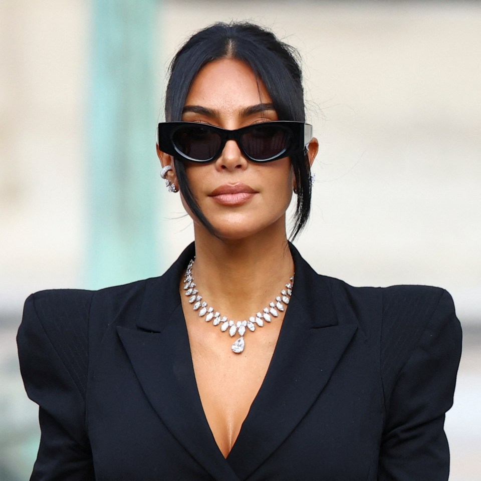 Kim Kardashian leaving a courthouse after testifying in a jewelry robbery trial.
