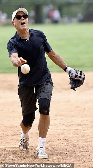 In pictures posted on social media, the Oscar-winning actor wore a navy blue polo shirt and shorts, also donning knee braces, white Adidas shoes and sport socks