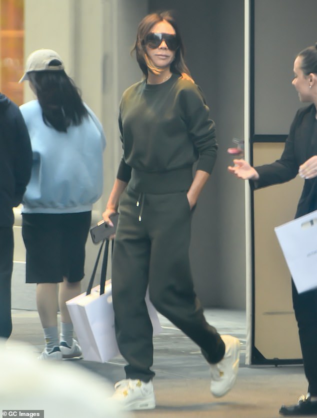 Victoria Beckham, 51, was uncharacteristically casually dressed as she stepped out in Manhattan, New York with her husband David, 50