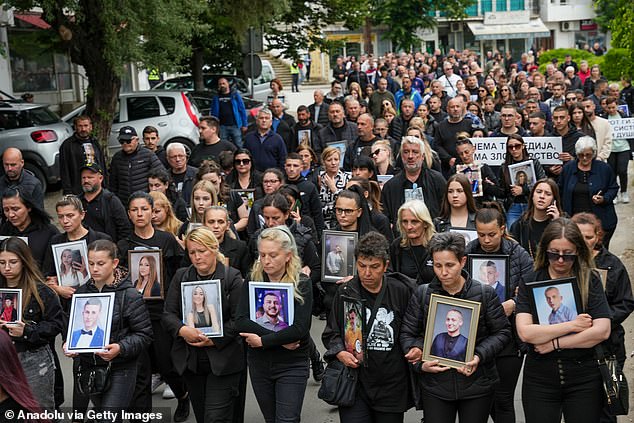 Hundreds of protestors take to the streets of Kocani, North Macedonia, to demand justice for the victims of the Pulse nightclub fire in March this year